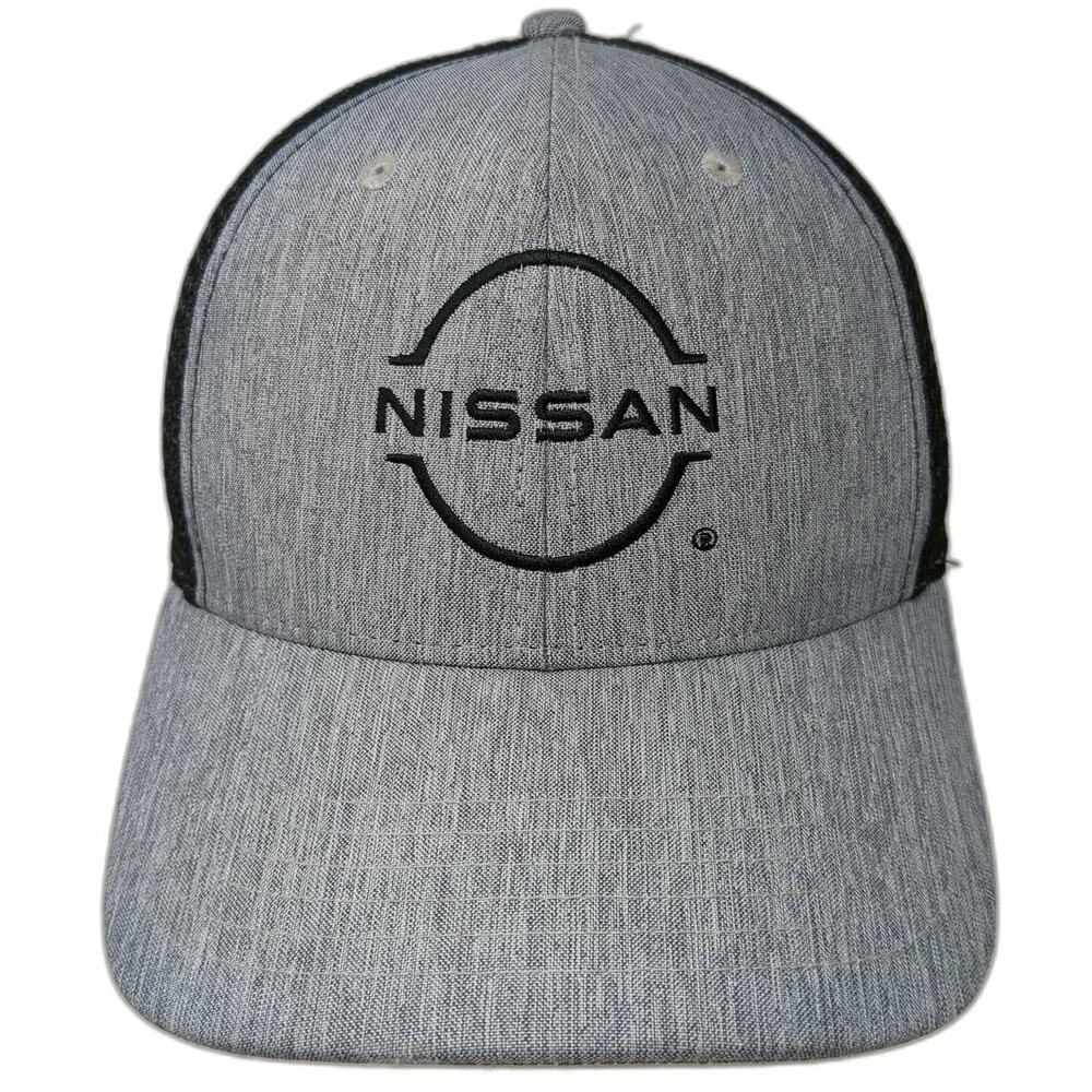 Big Accessories Trucker Hat Gray One Size Nissan Logo Mesh Back Snapback Hat